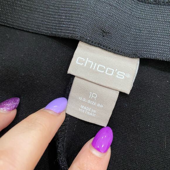 Chico’s Black Slimming Front Pleat Leggings Tummy Control Size 1R (M/8) - Picture 5 of 6